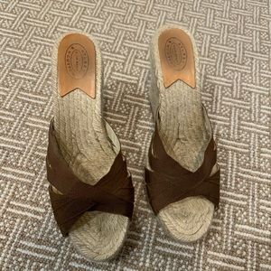 Stubbs and Wootton Grace Espadrille Wedge in Brown